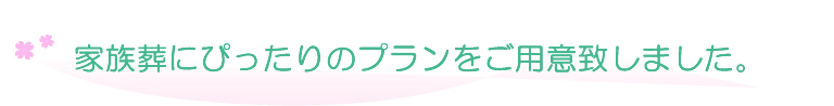 家族葬にぴったりのプランをご用意致しました。